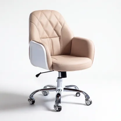 Sedia da ufficio girevole con ruote 60x60x95 cm - beige - stile moderno-Comfyify
