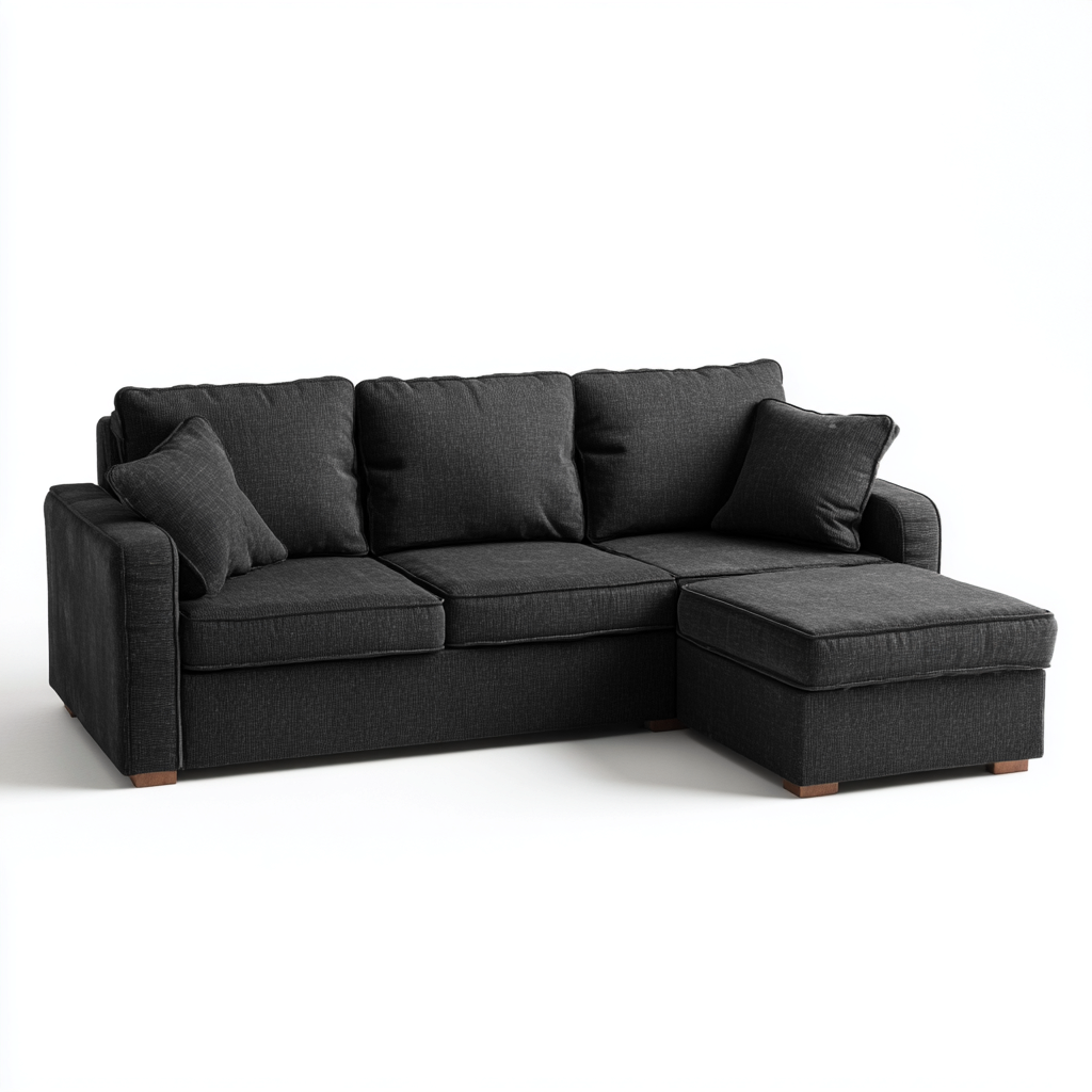 Divano angolare in tessuto 250x155x85 cm - nero - design moderno-Comfyify