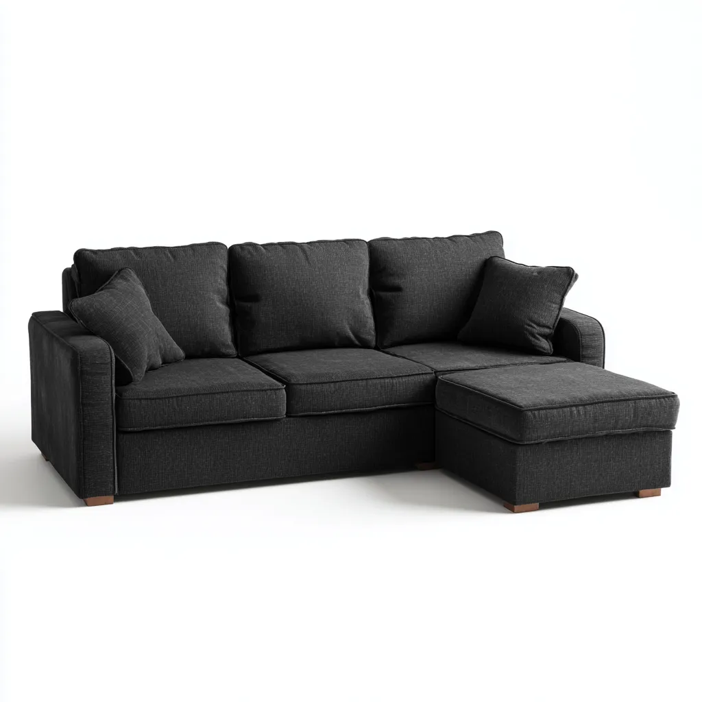 Divano angolare in tessuto 250x155x85 cm - nero - design moderno-Comfyify