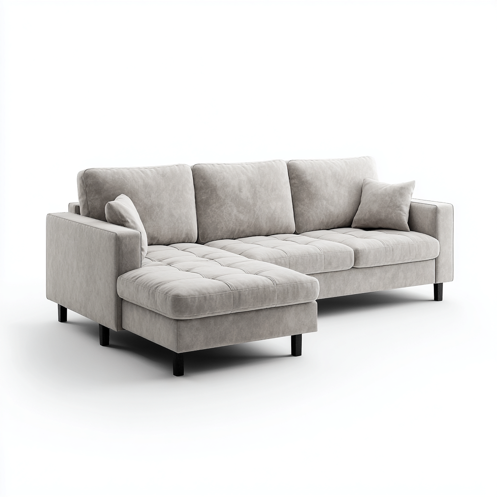 Divano angolare velluto grigio chiaro 275x170x85 cm - design moderno-Comfyify