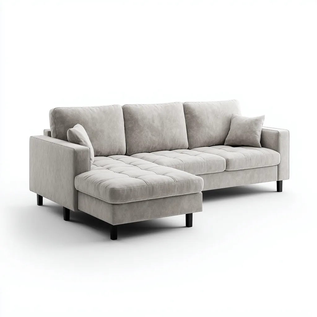 Divano angolare velluto grigio chiaro 275x170x85 cm - design moderno-Comfyify