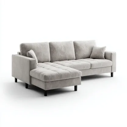 Divano angolare velluto grigio chiaro 275x170x85 cm - design moderno-Comfyify