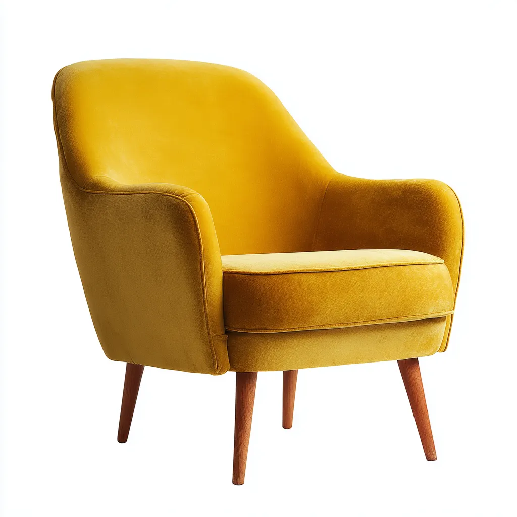 Poltrona in velluto 85x90x85 cm - giallo - stile scandinavo-Comfyify