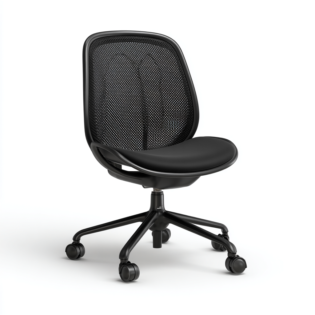 Sedia da ufficio in rete e ecopelle con ruote - 55x55x90 cm - nero - design moderno-Comfyify