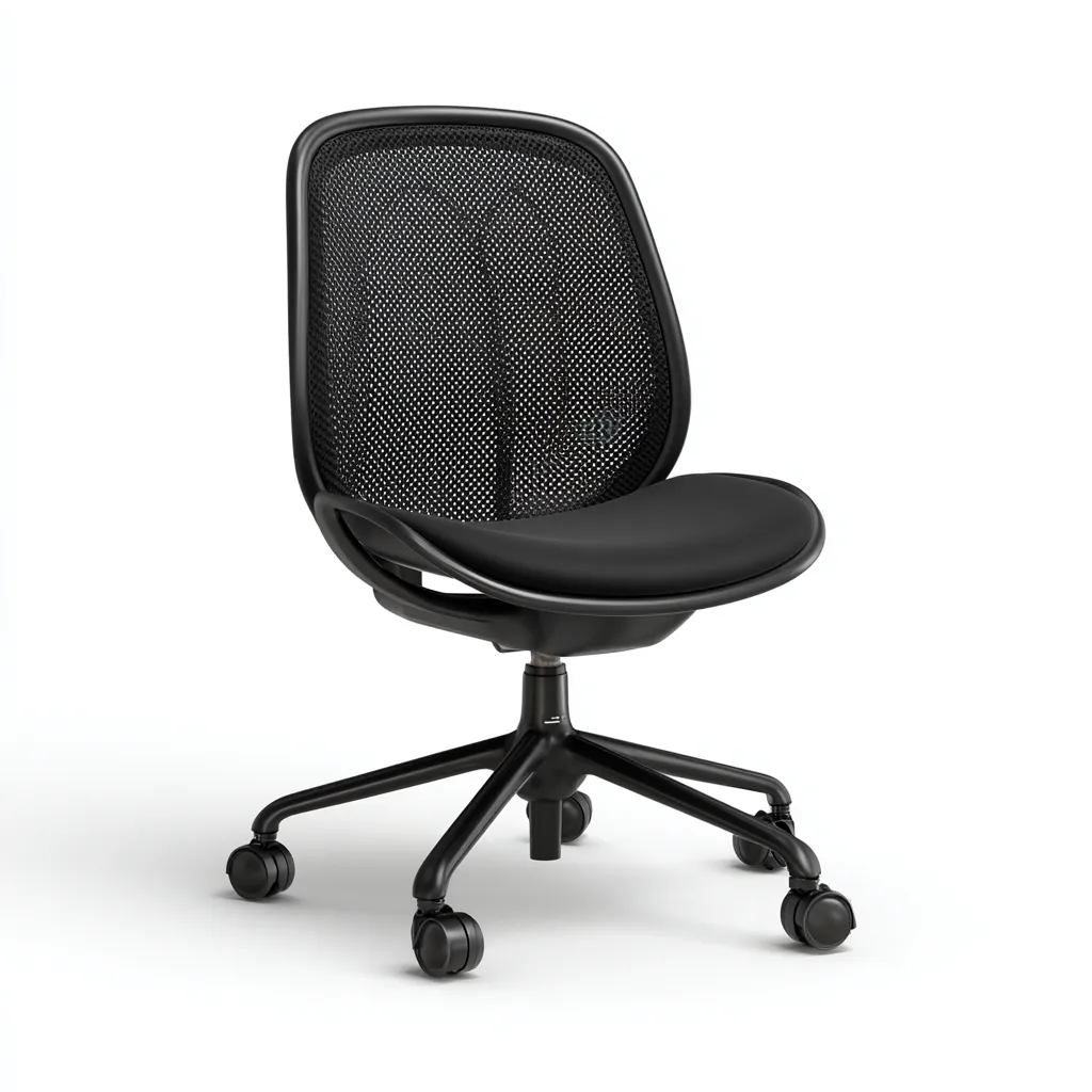 Sedia da ufficio in rete e ecopelle con ruote - 55x55x90 cm - nero - design moderno-Comfyify