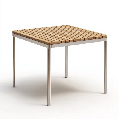 Tavolo da giardino quadrato con piano in doghe di teak e struttura in alluminio 90x90x75 cm - marrone-argento - stile moderno resistente-Comfyify