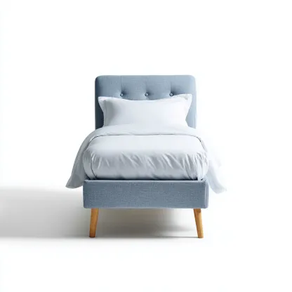 Letto singolo imbottito in tessuto 200x100x95 cm - azzurro - design scandinavo moderno-Comfyify