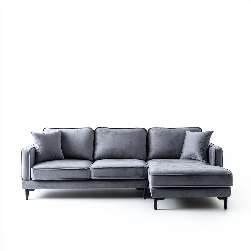 Divano angolare in velluto 280x180x85 cm - grigio - design moderno-Comfyify