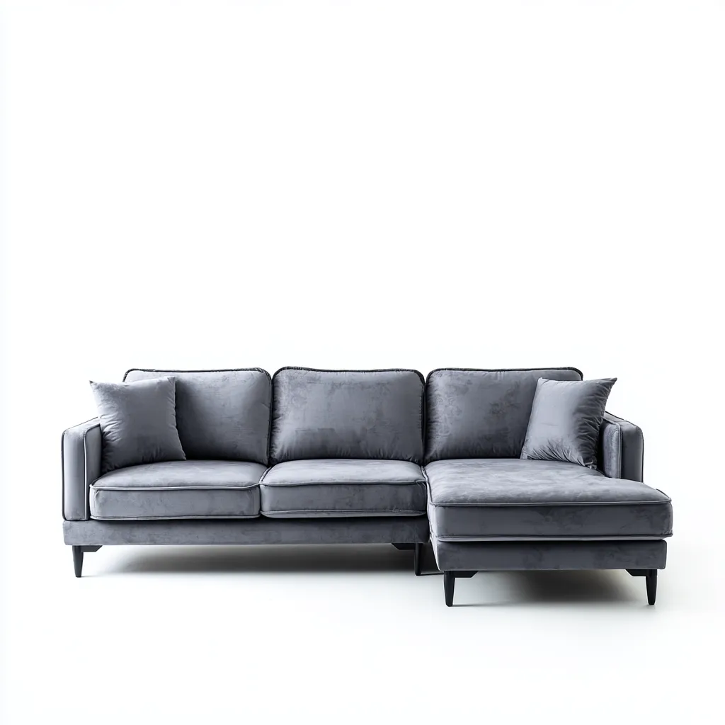 Divano angolare in velluto 280x180x85 cm - grigio - design moderno-Comfyify