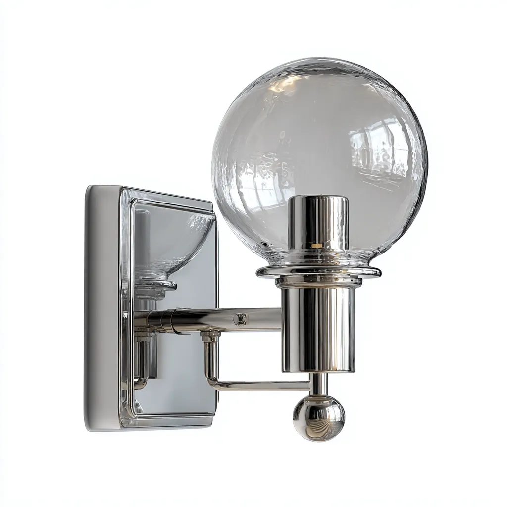 Applique da parete vetro e metallo - 18x22x25 cm - trasparente-cromo - design moderno-Comfyify