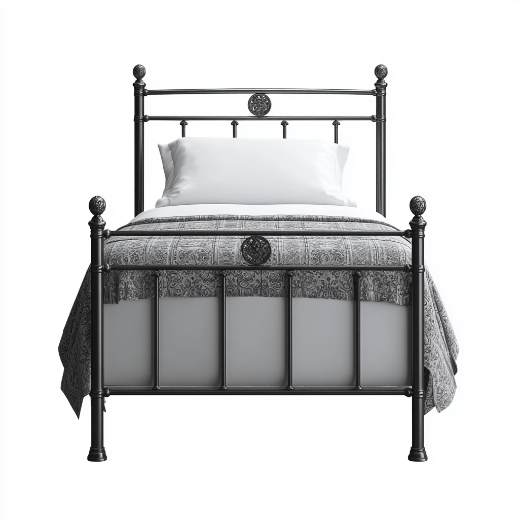 Letto singolo in metallo 200x100x110 cm - nero - design vintage classico-Comfyify