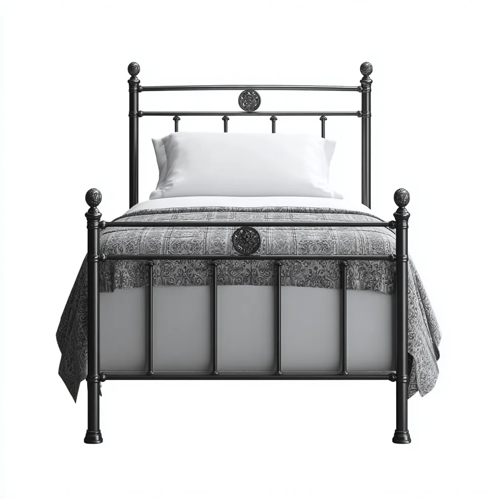 Letto singolo in metallo 200x100x110 cm - nero - design vintage classico-Comfyify