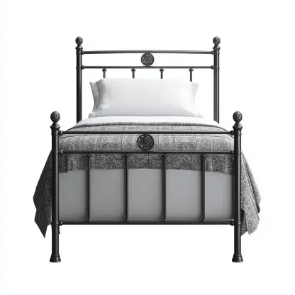 Letto singolo in metallo 200x100x110 cm - nero - design vintage classico-Comfyify