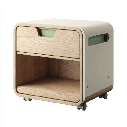 Armadio per ufficio in legno e metallo 45x40x55 cm - rovere chiaro-verde chiaro - con ruote - design moderno-Comfyify