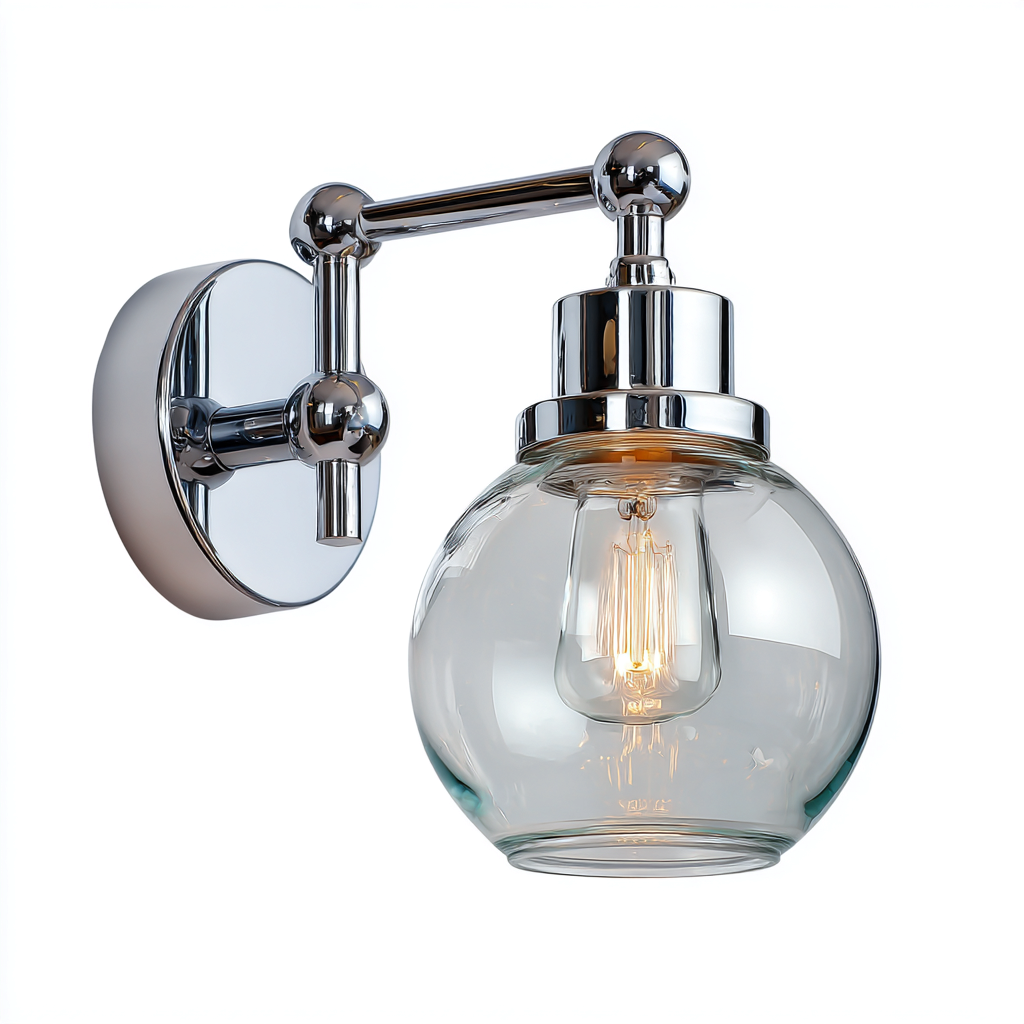 Applique da parete in vetro e metallo 16x14x20 cm - argento - design moderno-Comfyify