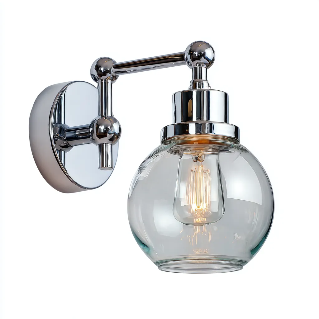 Applique da parete in vetro e metallo 16x14x20 cm - argento - design moderno-Comfyify