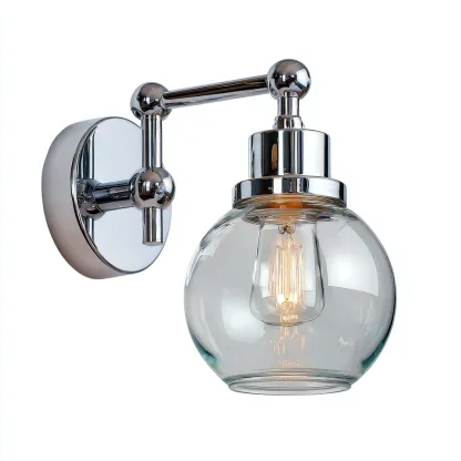 Applique da parete in vetro e metallo 16x14x20 cm - argento - design moderno-Comfyify