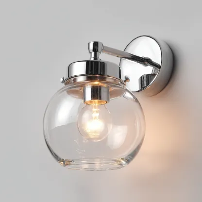 Applique da parete in vetro e metallo cromato 16x20x25 cm - trasparente-argento - design moderno-minimalista-Comfyify