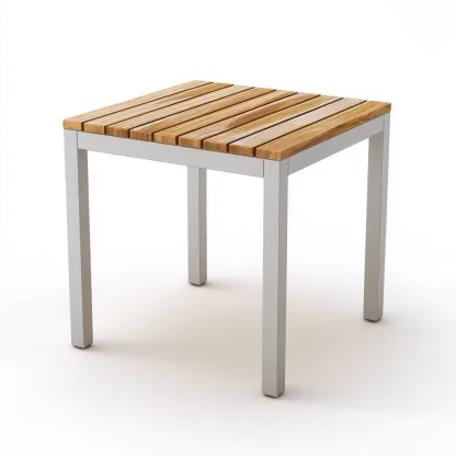 Tavolo da giardino quadrato in alluminio e legno di teak 80x80x72 cm - naturale-bianco - design moderno - per esterni-Comfyify