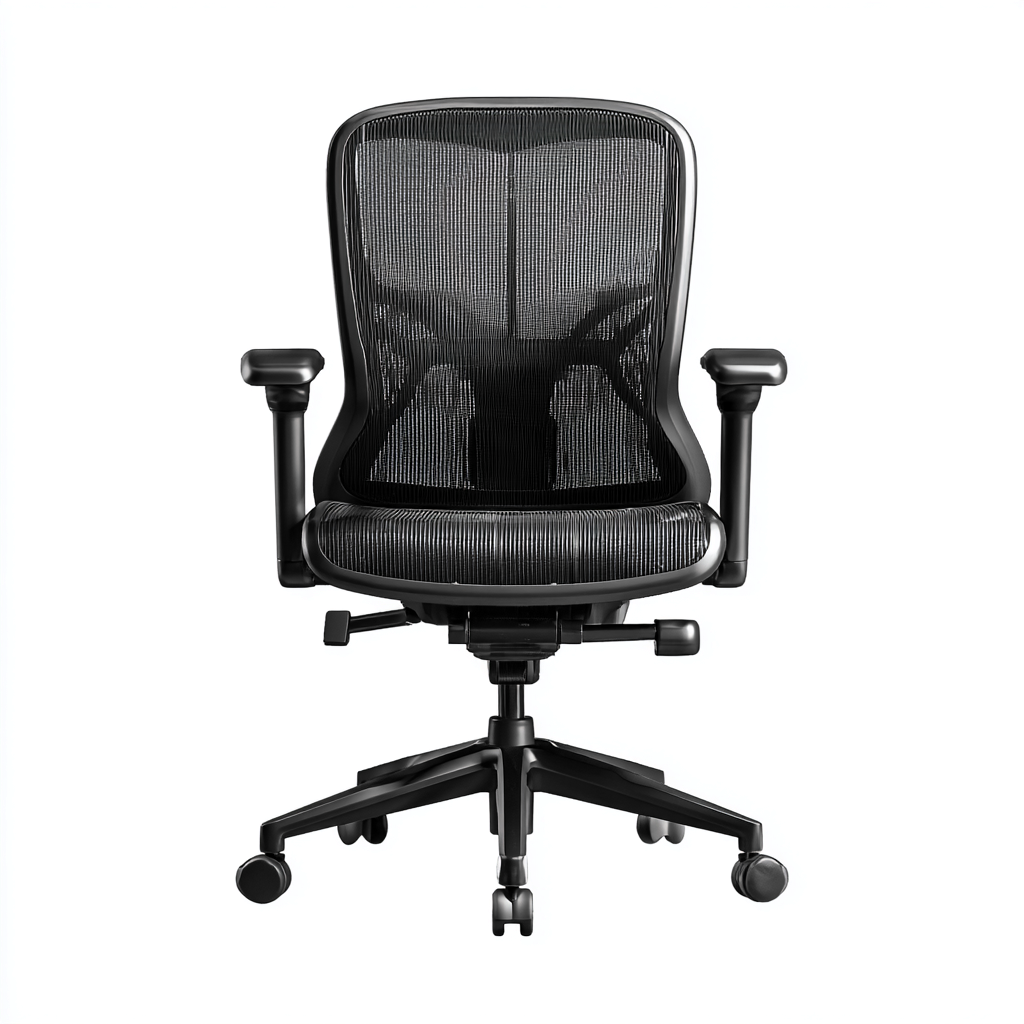 Sedia da ufficio ergonomica in rete con braccioli regolabili e ruote - 68x68x110 cm - nero - design moderno-Comfyify