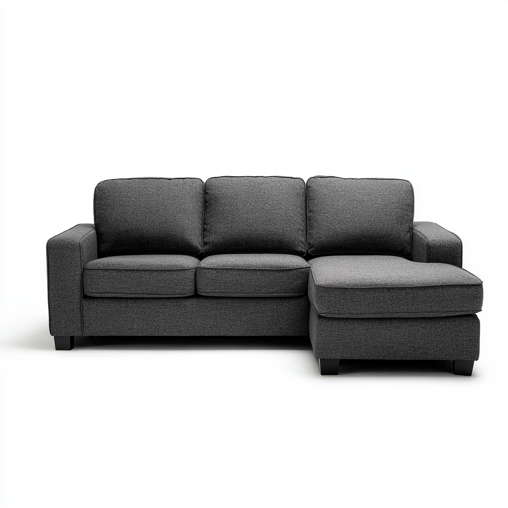 Divano angolare in tessuto 250x155x85 cm - grigio antracite - design moderno-Comfyify