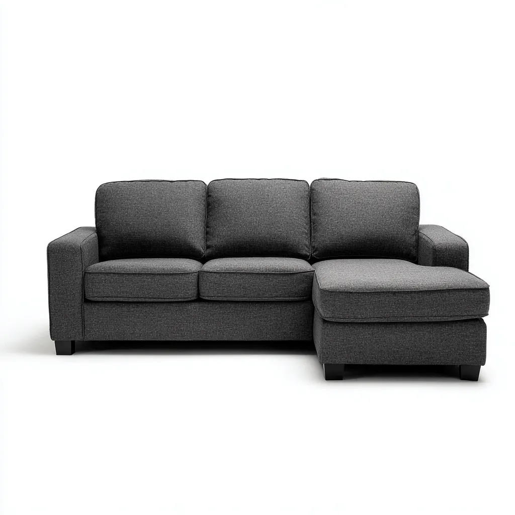 Divano angolare in tessuto 250x155x85 cm - grigio antracite - design moderno-Comfyify