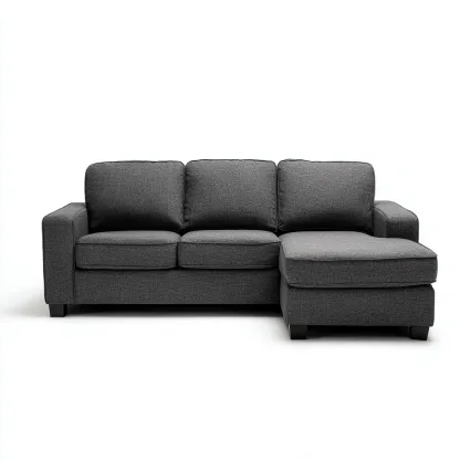 Divano angolare in tessuto 250x155x85 cm - grigio antracite - design moderno-Comfyify
