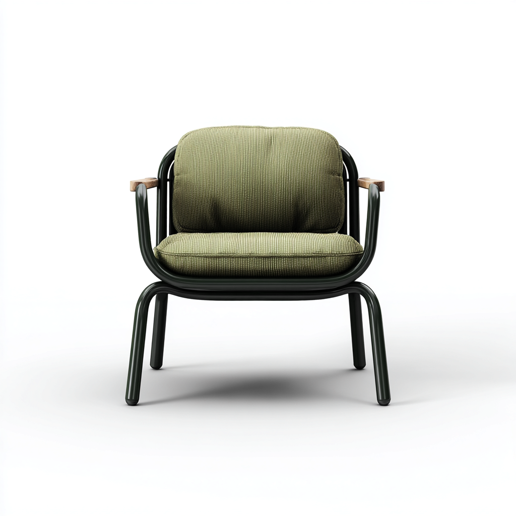 Poltrona da pranzo tessuto verde oliva 58x62x80 cm - struttura in metallo - design moderno-Comfyify