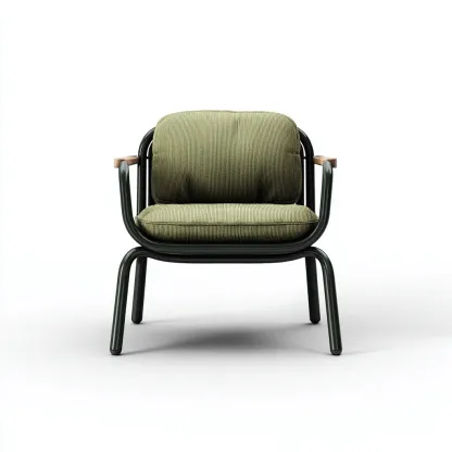 Poltrona da pranzo tessuto verde oliva 58x62x80 cm - struttura in metallo - design moderno-Comfyify