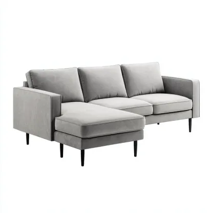 Divano angolare in velluto 270x180x85 cm - grigio chiaro - gambe nere - stile moderno-Comfyify