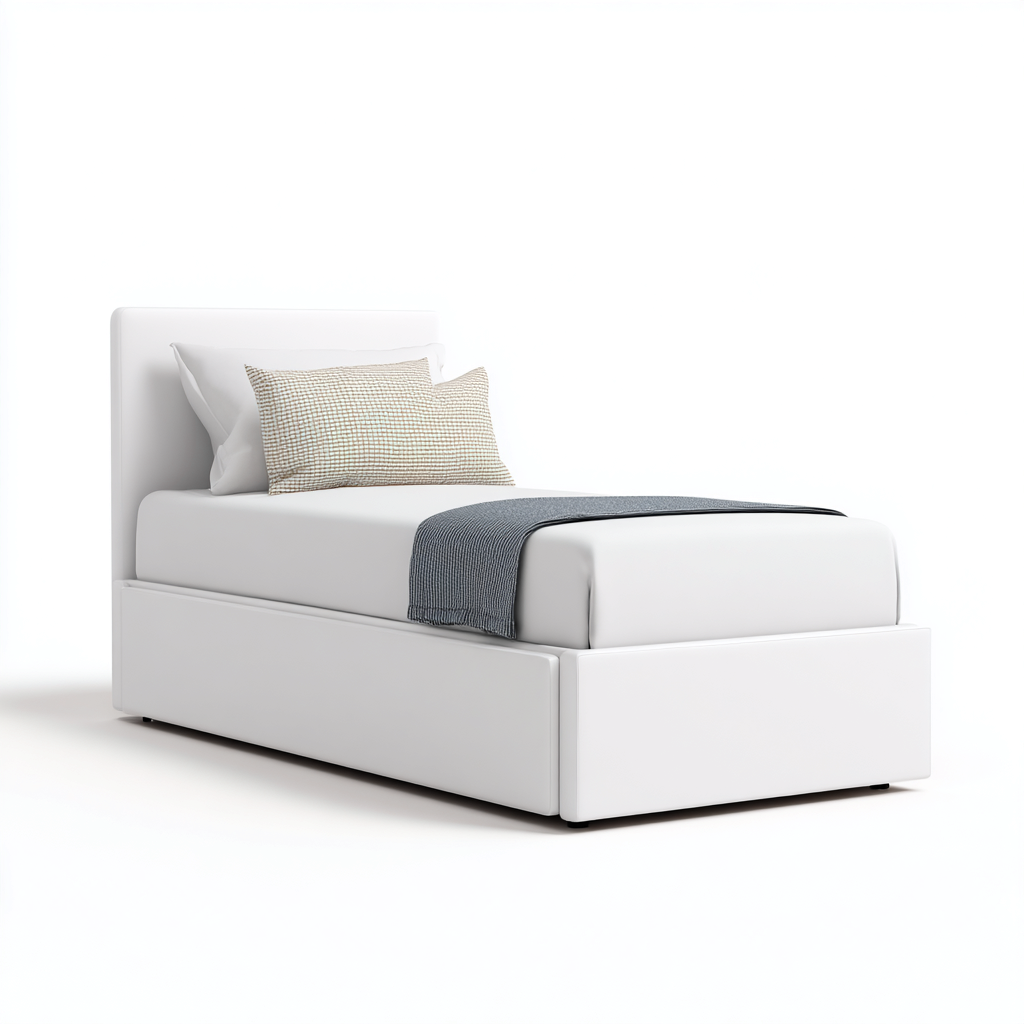 Letto singolo imbottito in tessuto 200x100x95 cm - bianco - design moderno minimalista-Comfyify