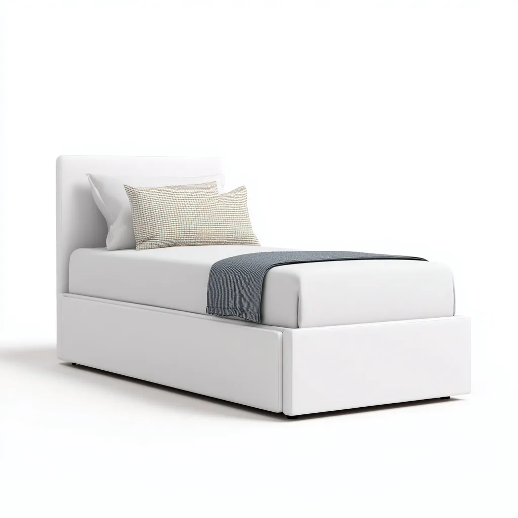 Letto singolo imbottito in tessuto 200x100x95 cm - bianco - design moderno minimalista-Comfyify