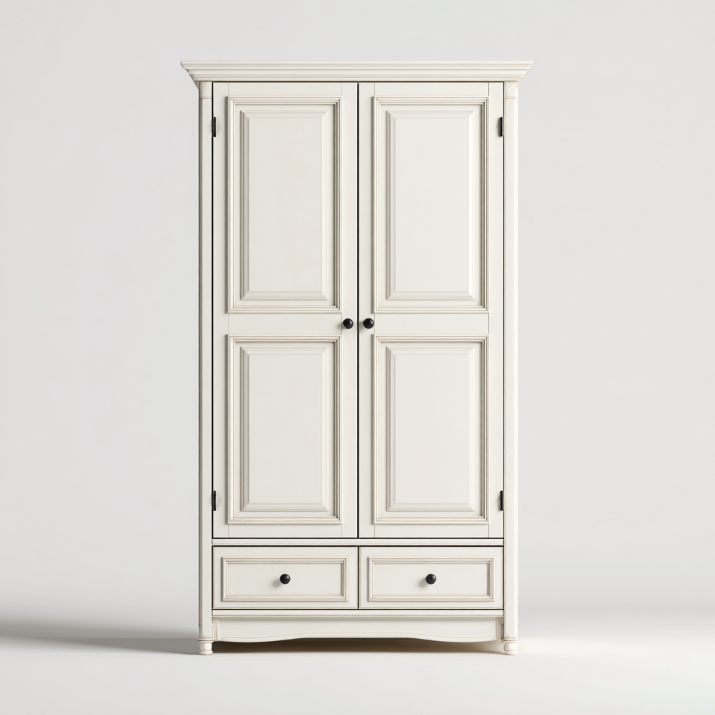 Armadio in legno con ante e cassetti 100x55x190 cm - bianco - stile classico-Comfyify