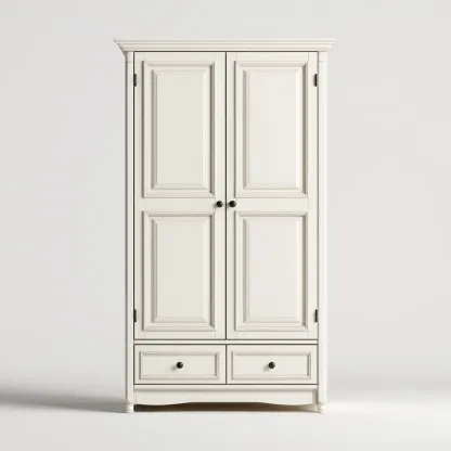 Armadio in legno con ante e cassetti 100x55x190 cm - bianco - stile classico-Comfyify