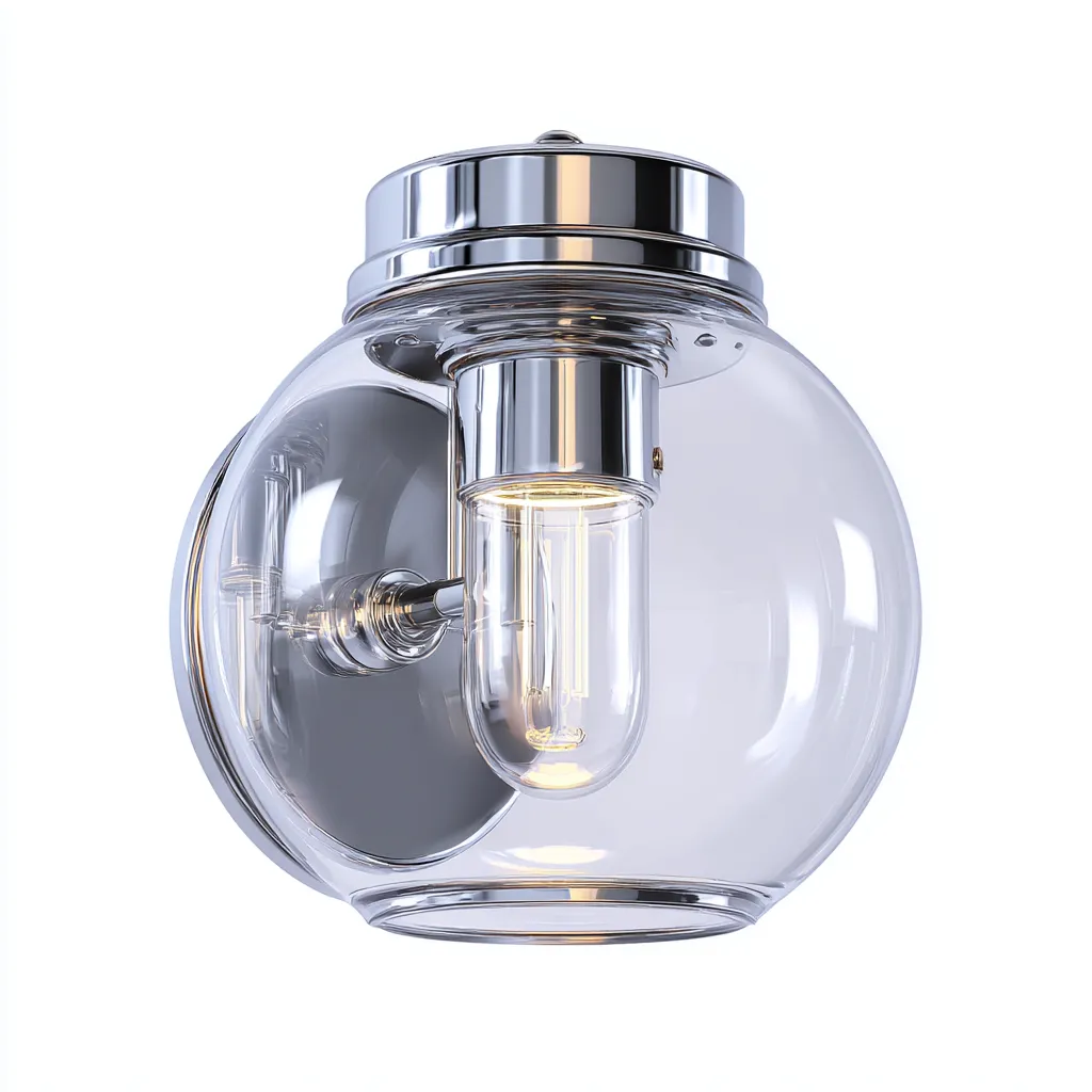Applique da parete metallo vetro 18x18x22 cm - trasparente - design moderno sferico-Comfyify
