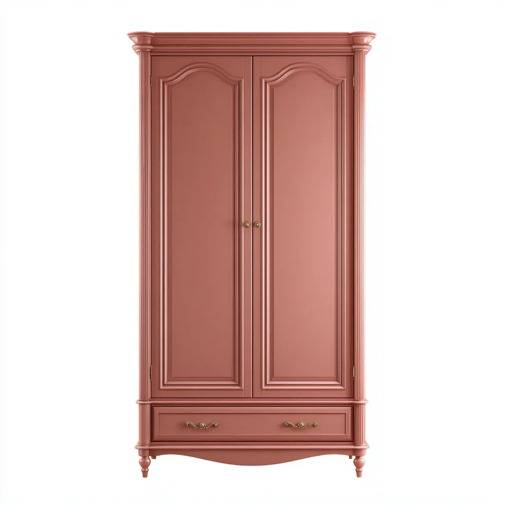 Armadio guardaroba in legno MDF 130x55x200 cm - rosa terracotta - design classico vintage-Comfyify