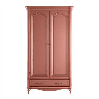 Armadio guardaroba in legno MDF 130x55x200 cm - rosa terracotta - design classico vintage-Comfyify