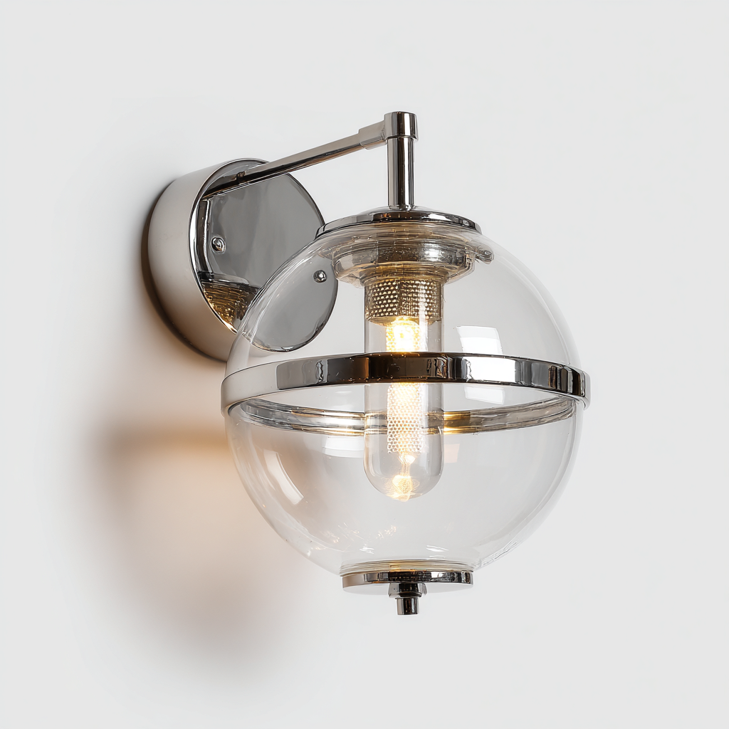 Applique da parete in metallo e vetro 18x14x25 cm - argento - design moderno-Comfyify