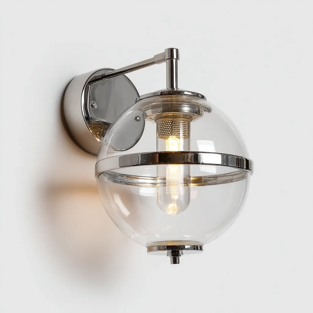 Applique da parete in metallo e vetro 18x14x25 cm - argento - design moderno-Comfyify