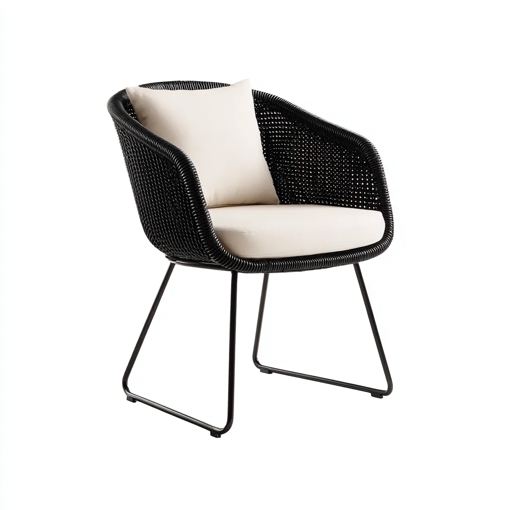 Sedia da giardino in rattan sintetico e metallo 60x58x80 cm - nera - design contemporaneo-Comfyify