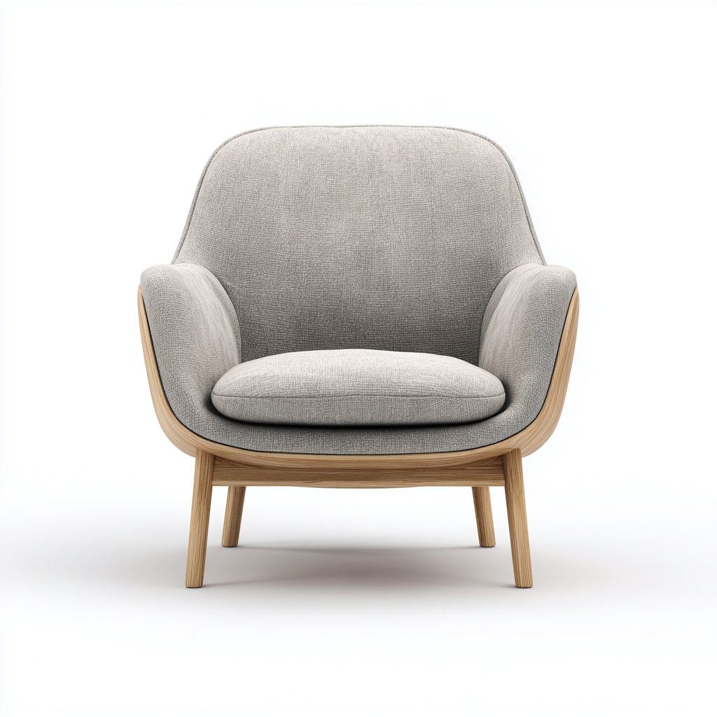 Poltrona in tessuto con struttura in legno 85x80x90 cm - grigio chiaro - stile nordico-Comfyify