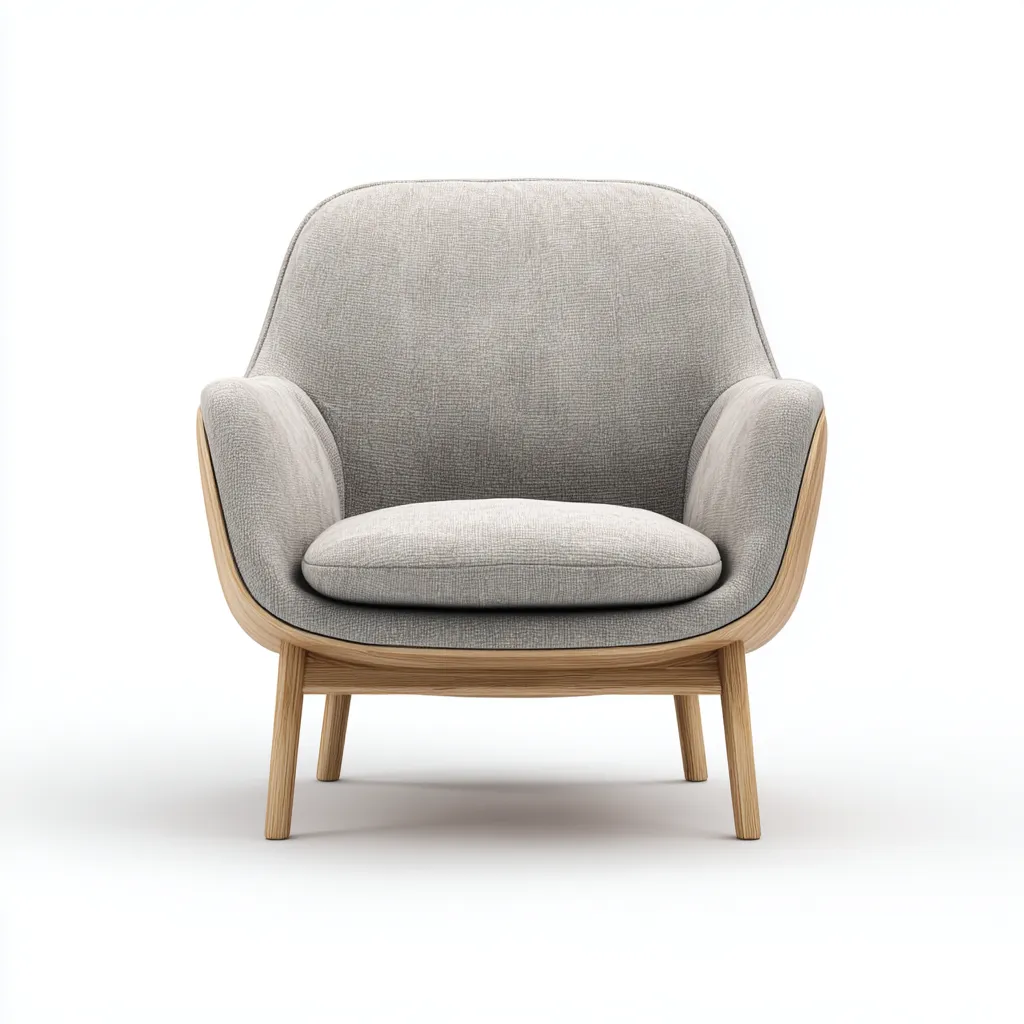 Poltrona in tessuto con struttura in legno 85x80x90 cm - grigio chiaro - stile nordico-Comfyify