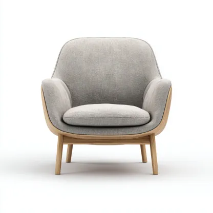 Poltrona in tessuto con struttura in legno 85x80x90 cm - grigio chiaro - stile nordico-Comfyify