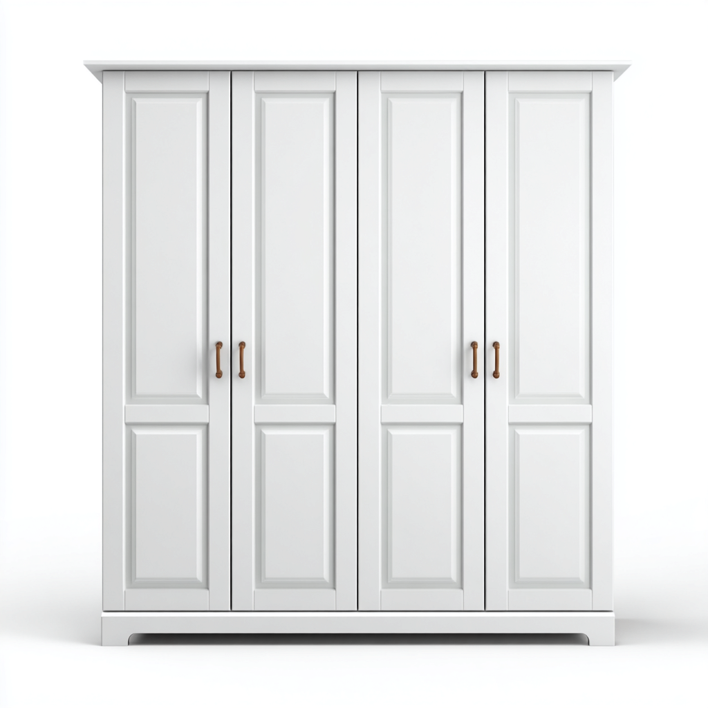 Armadio a 4 ante - legno MDF - 200x60x220 cm - bianco - design classico-Comfyify