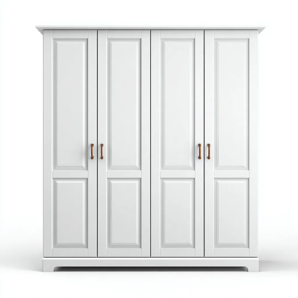 Armadio a 4 ante - legno MDF - 200x60x220 cm - bianco - design classico-Comfyify