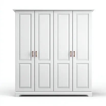 Armadio a 4 ante - legno MDF - 200x60x220 cm - bianco - design classico-Comfyify