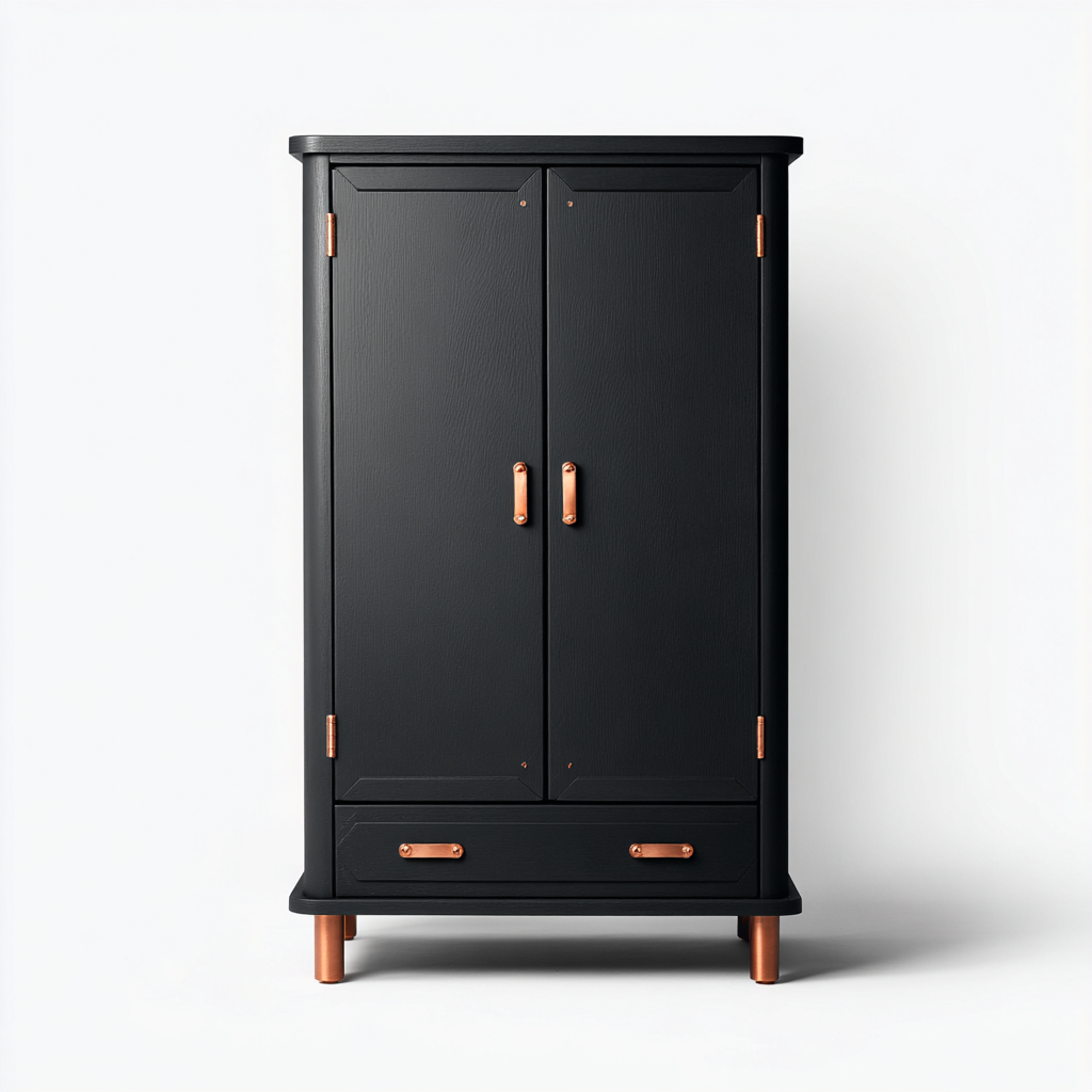 Armadio guardaroba in legno MDF 120x55x190 cm - nero - design industriale moderno-Comfyify