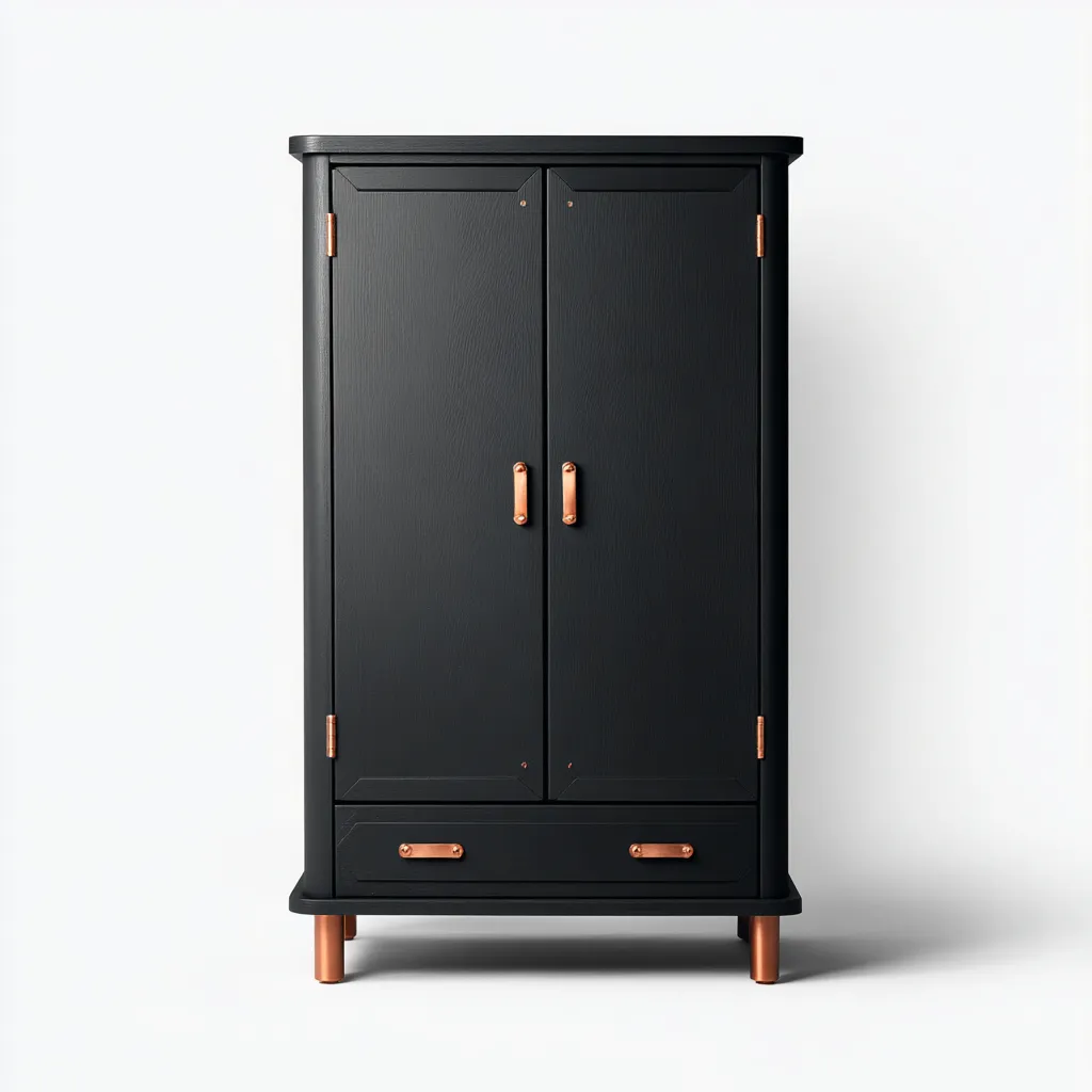 Armadio guardaroba in legno MDF 120x55x190 cm - nero - design industriale moderno-Comfyify