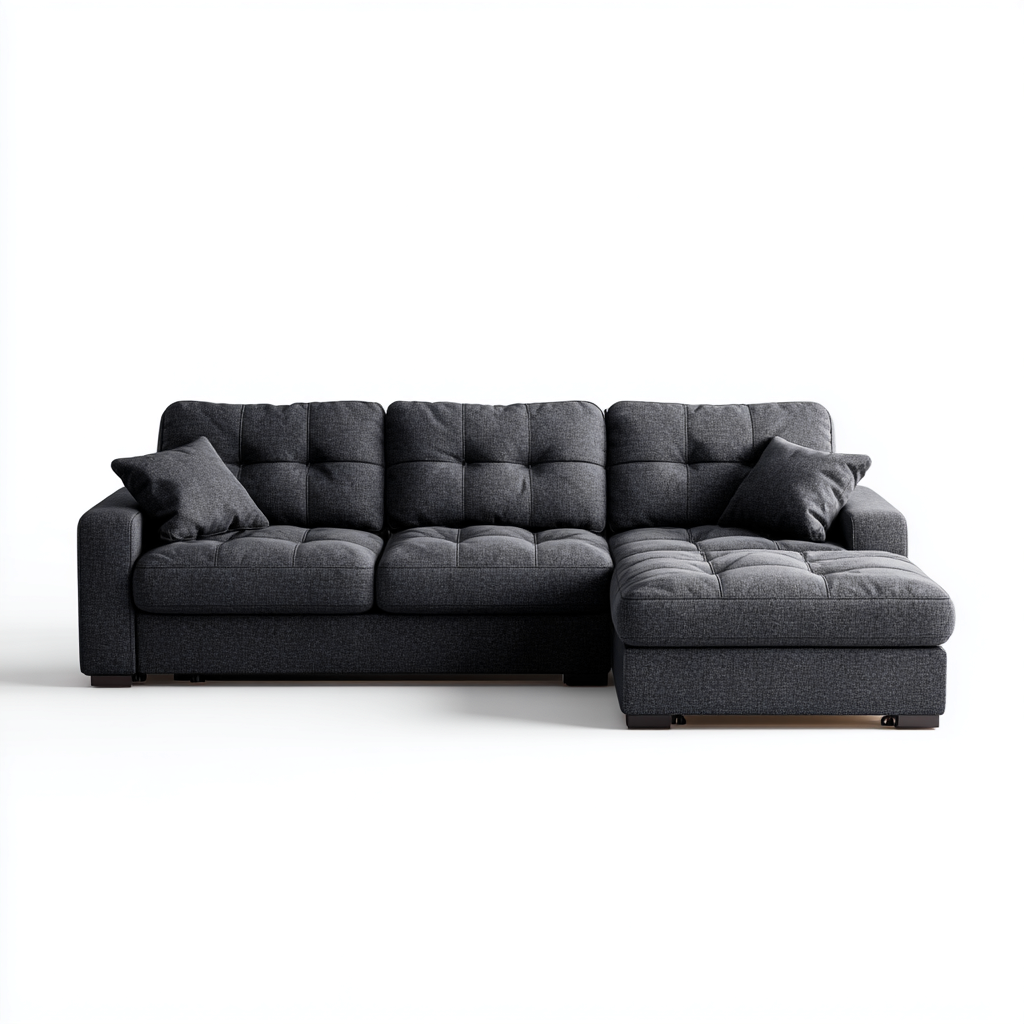 Divano angolare in tessuto 275x185x90 cm - grigio scuro - stile moderno-Comfyify