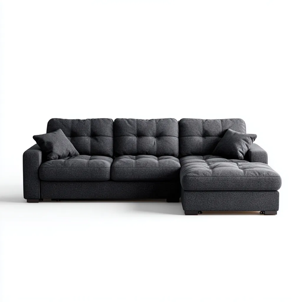 Divano angolare in tessuto 275x185x90 cm - grigio scuro - stile moderno-Comfyify